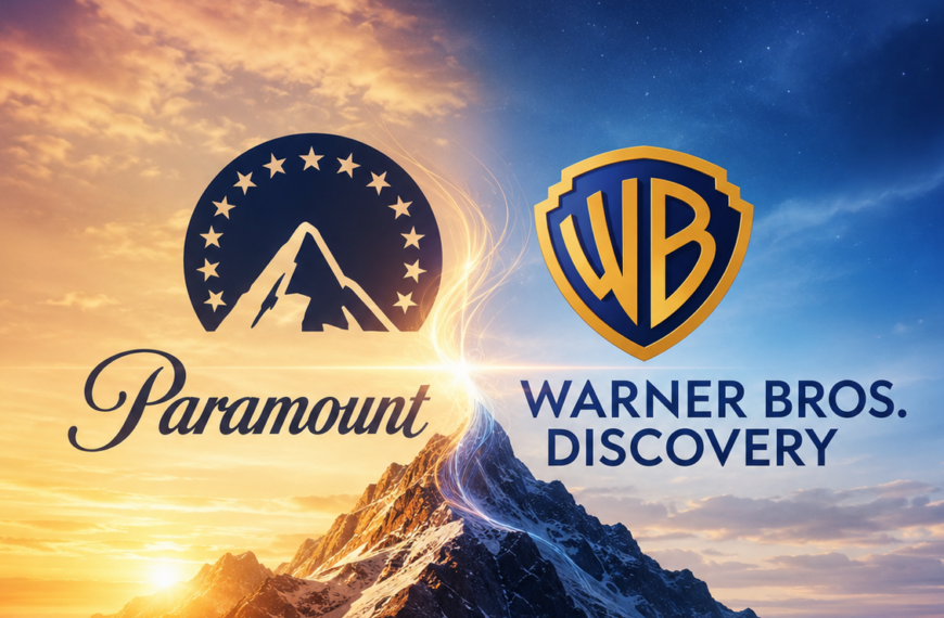 Logos de Paramount y Warner Bros. Discovery en el contexto de la fusión que enfrenta una demanda en Estados Unidos.