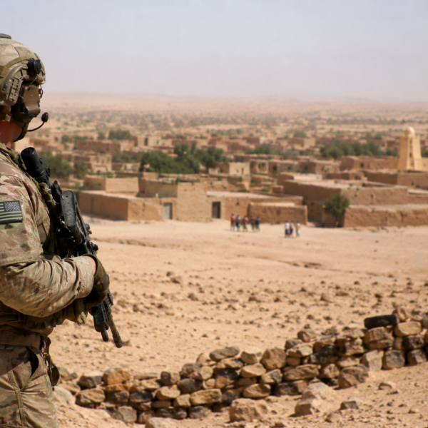 Soldado observa una zona desértica en Mali, en el contexto de la posible ofensiva militar de Estados Unidos contra un grupo ligado a Al Qaeda.