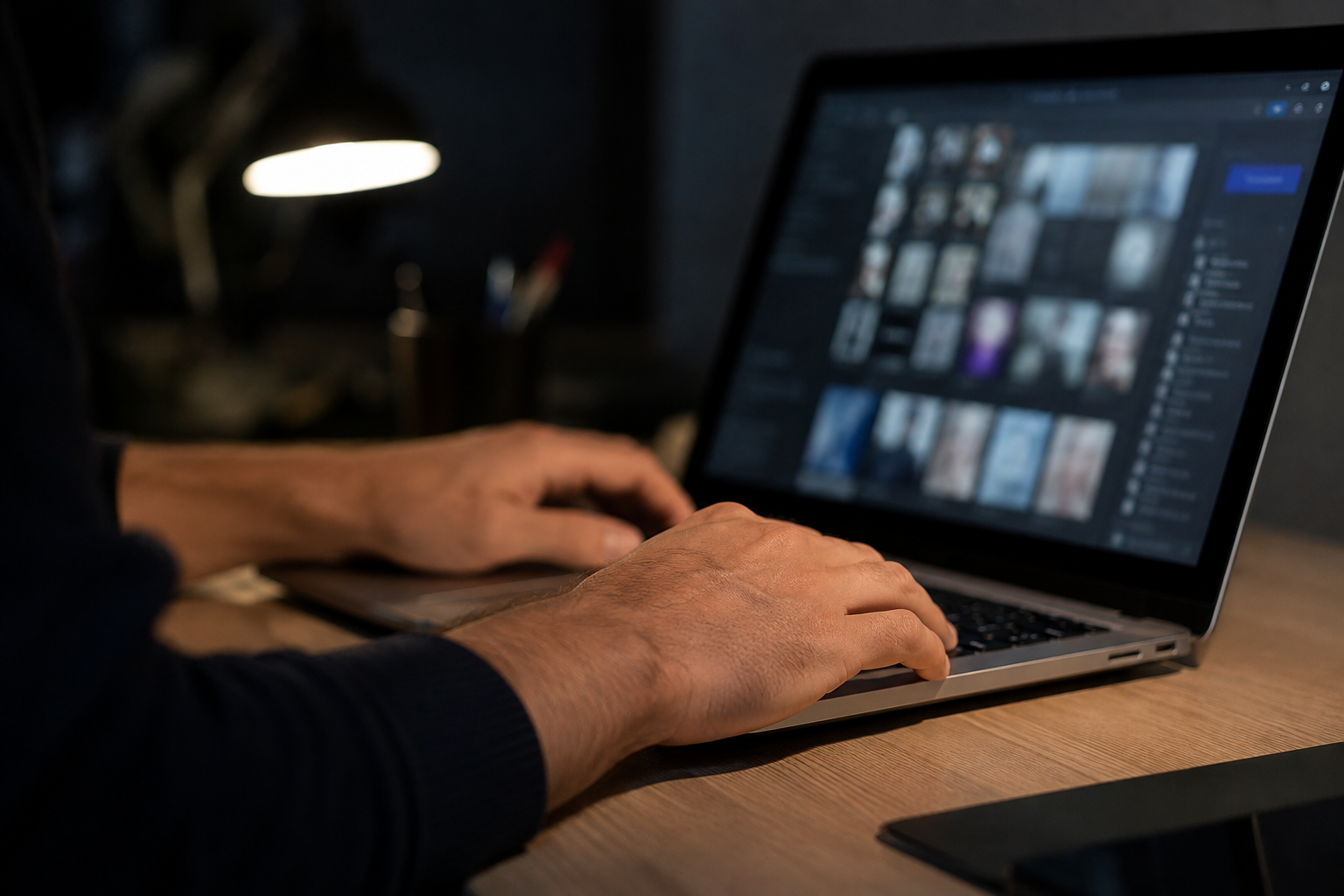 Imagen referencial de un hombre utilizando un computador, en el contexto de un caso investigado por creación de imágenes con inteligencia artificial