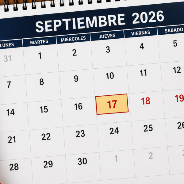 Calendario de septiembre de 2026 ante el proyecto que busca declarar feriado el jueves 17 de septiembre.